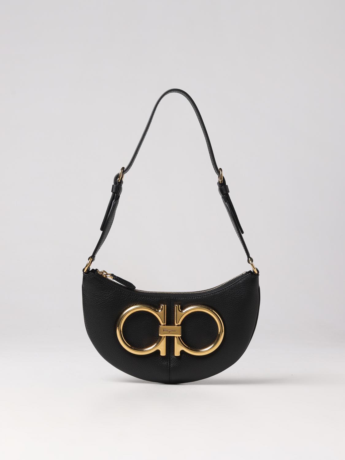 FERRAGAMO BORSA A SPALLA: Borsa Ferragamo in pelle, Nero - Img 1