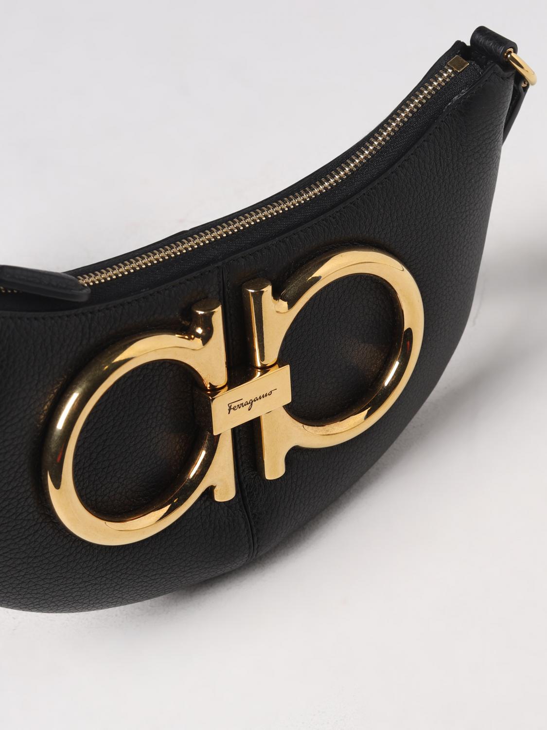 FERRAGAMO BORSA A SPALLA: Borsa Ferragamo in pelle, Nero - Img 4