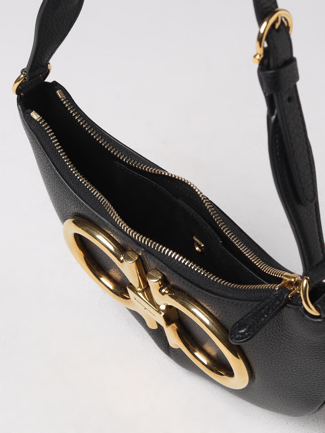 FERRAGAMO BORSA A SPALLA: Borsa Ferragamo in pelle, Nero - Img 5