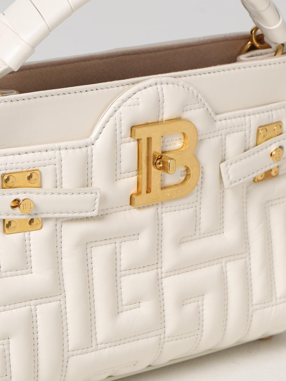 BALMAIN BORSA MINI: Borsa B-Buzz Balmain in pelle, Bianco - Img 3