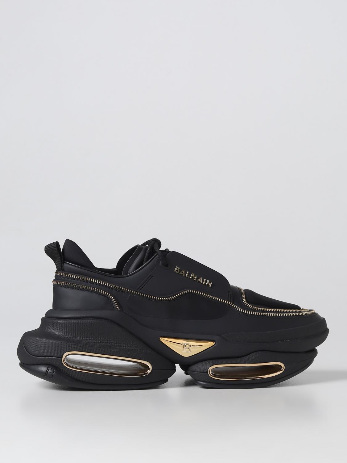 BALMAIN: B-Bold sneakers in suede and neoprene - Black | Balmain