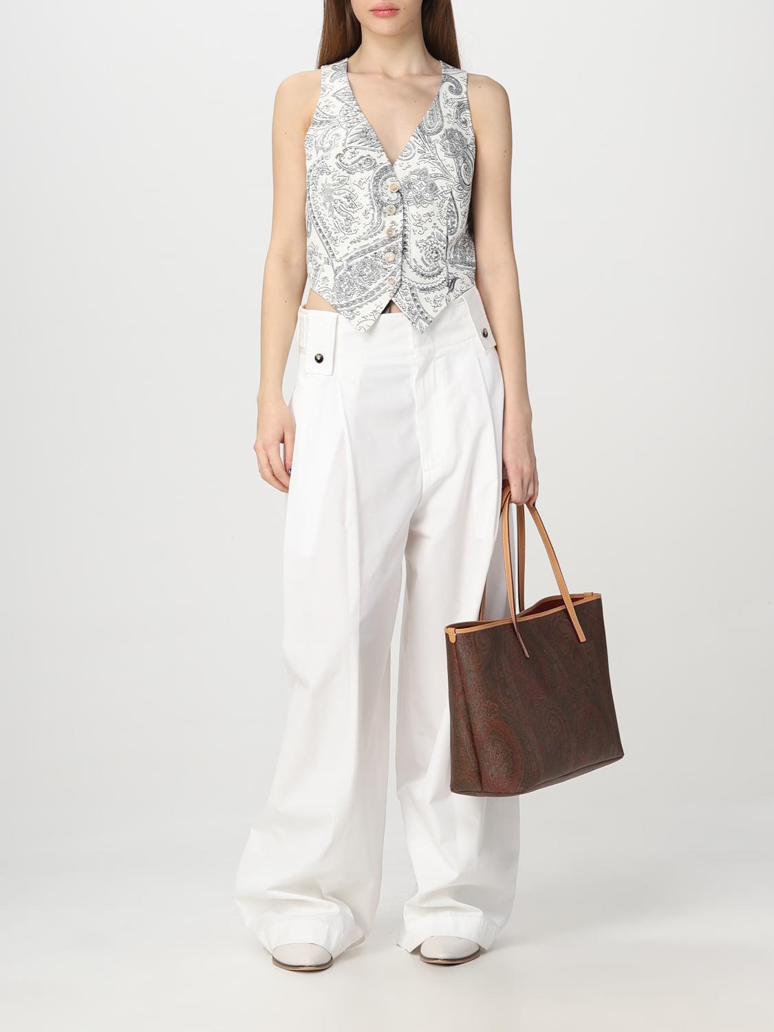 【美品】ETROジレ、ベスト、48 Etro vest in viscose and wool blend - White | 122211920 | GIGLIO.COM