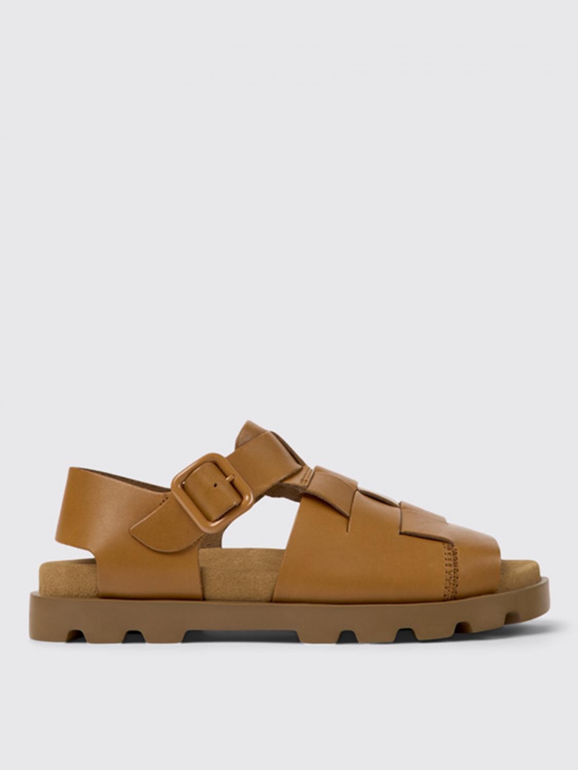 CAMPER: Brutus sandals in leather Brown Camper flat sandal