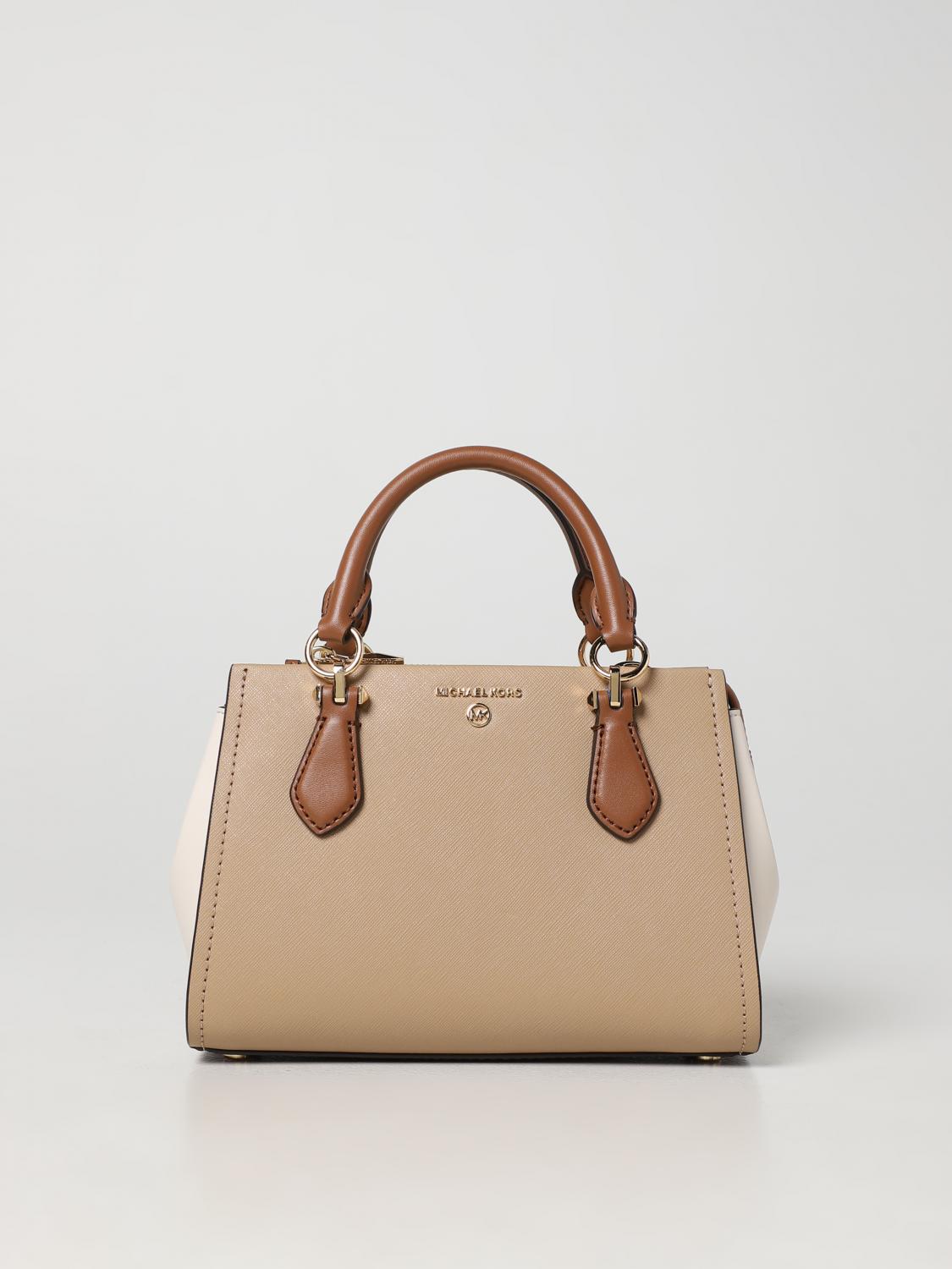 MICHAEL KORS BORSA A TRACOLLA: Borsa Marilyn Michael Kors in pelle saffiano, Marrone - Img 1