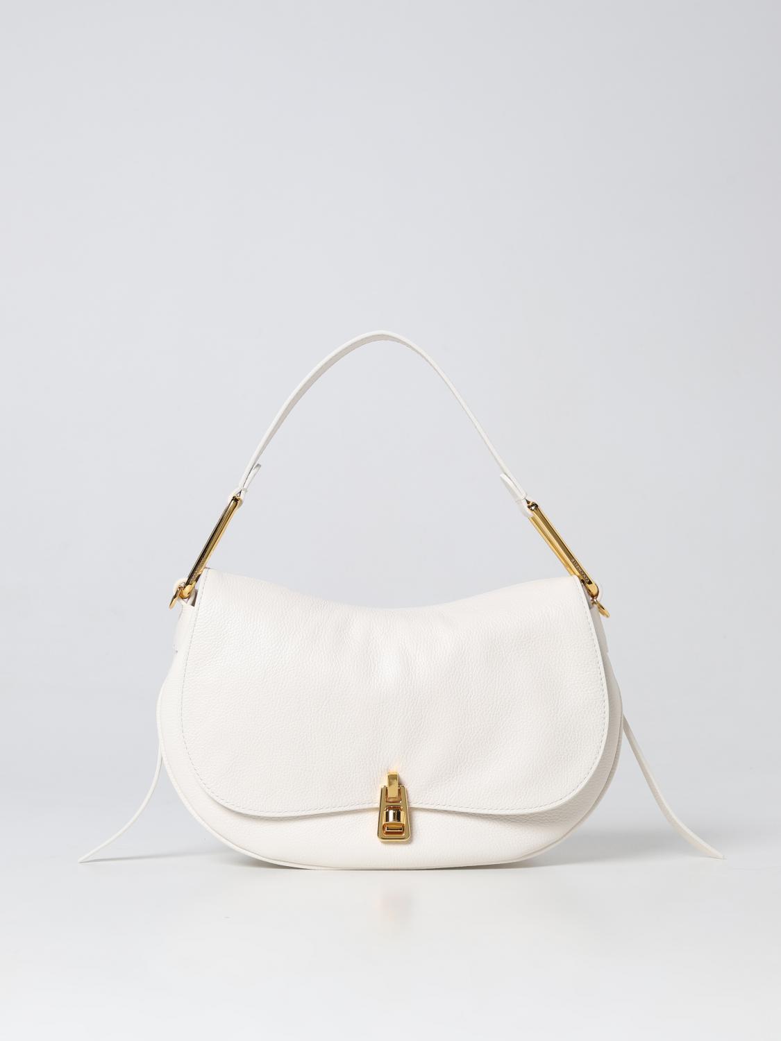 COCCINELLE BORSA A SPALLA: Borsa Magie Coccinelle in pelle a grana, Bianco - Img 1
