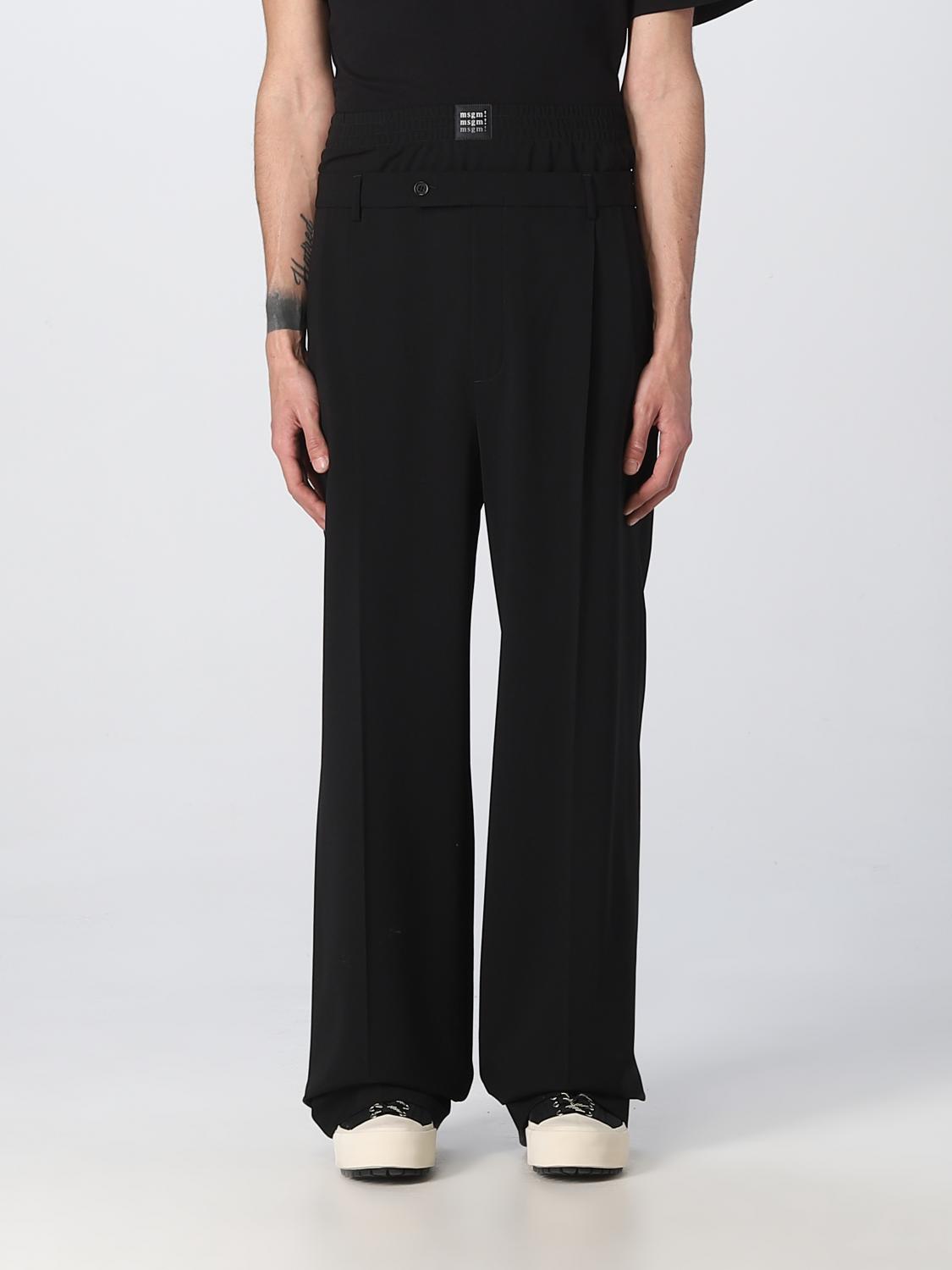 MSGM PANTS: MSGM pants in stretch virgin wool, Black - Img 1