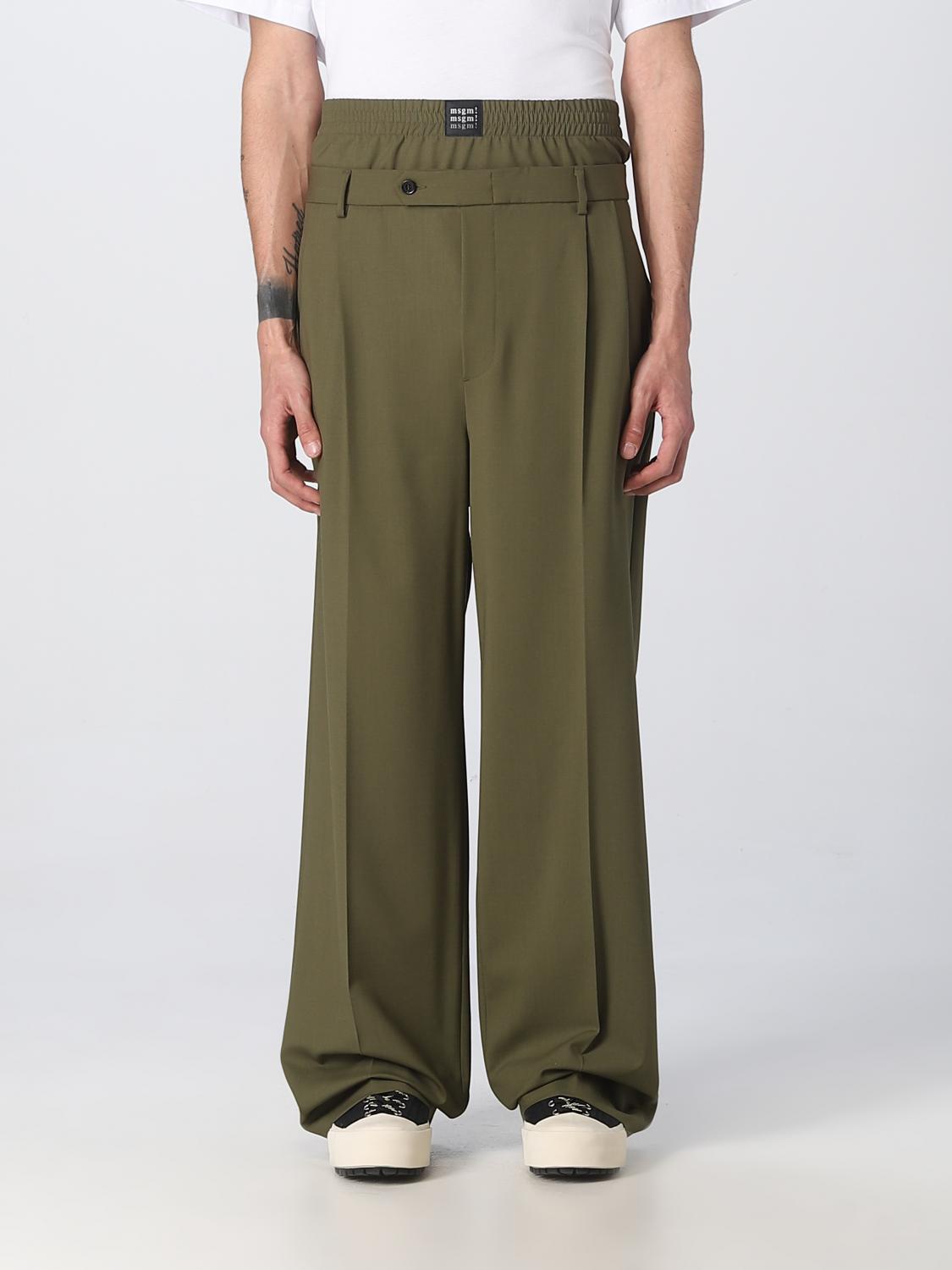 MSGM PANTALONI: Pantalone MSGM in lana vergine stretch, Verde - Img 1