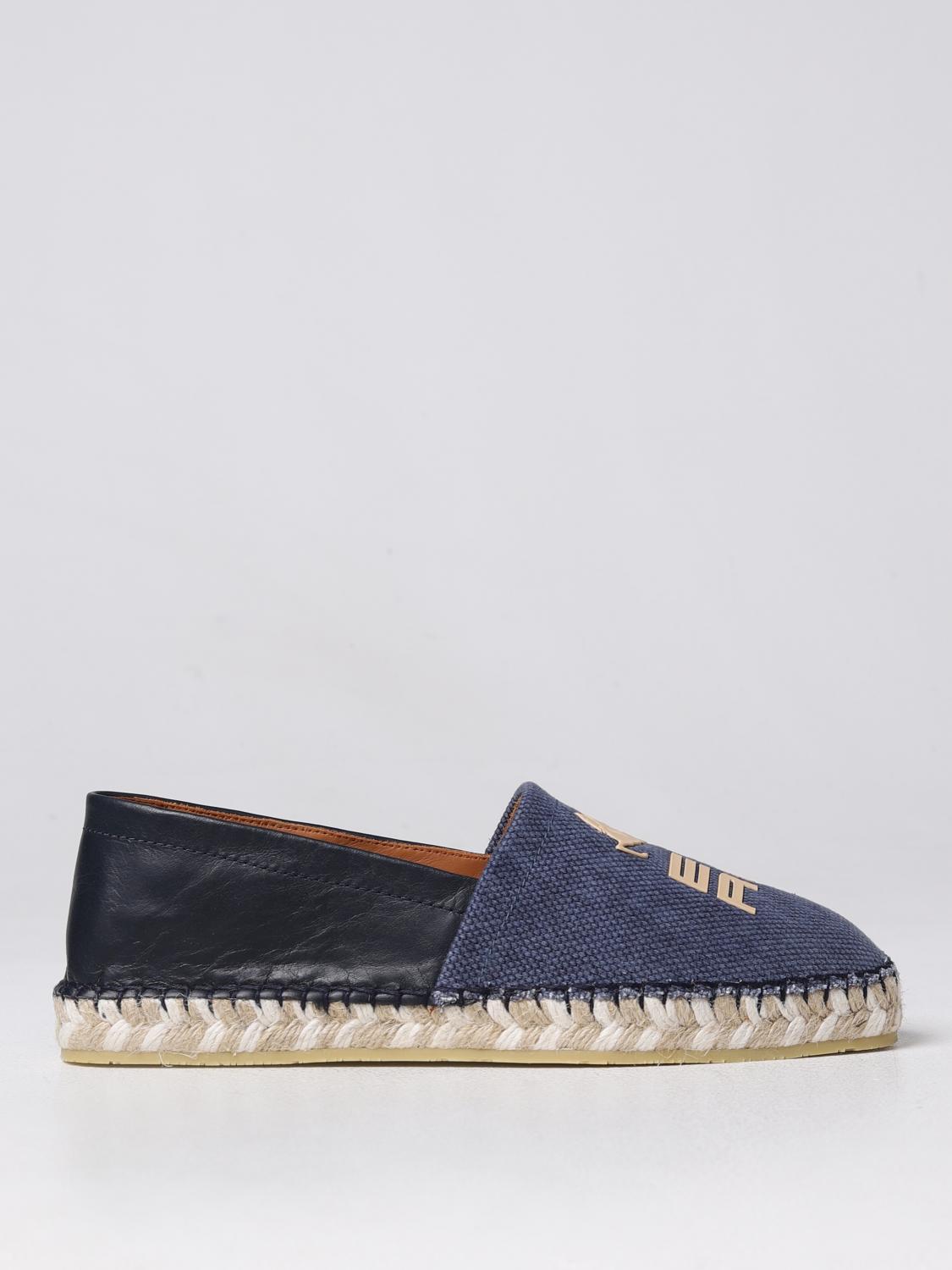 ETRO ESPADRILLE: Etro espadrilles in canvas and leather with logo, Navy - Img 1