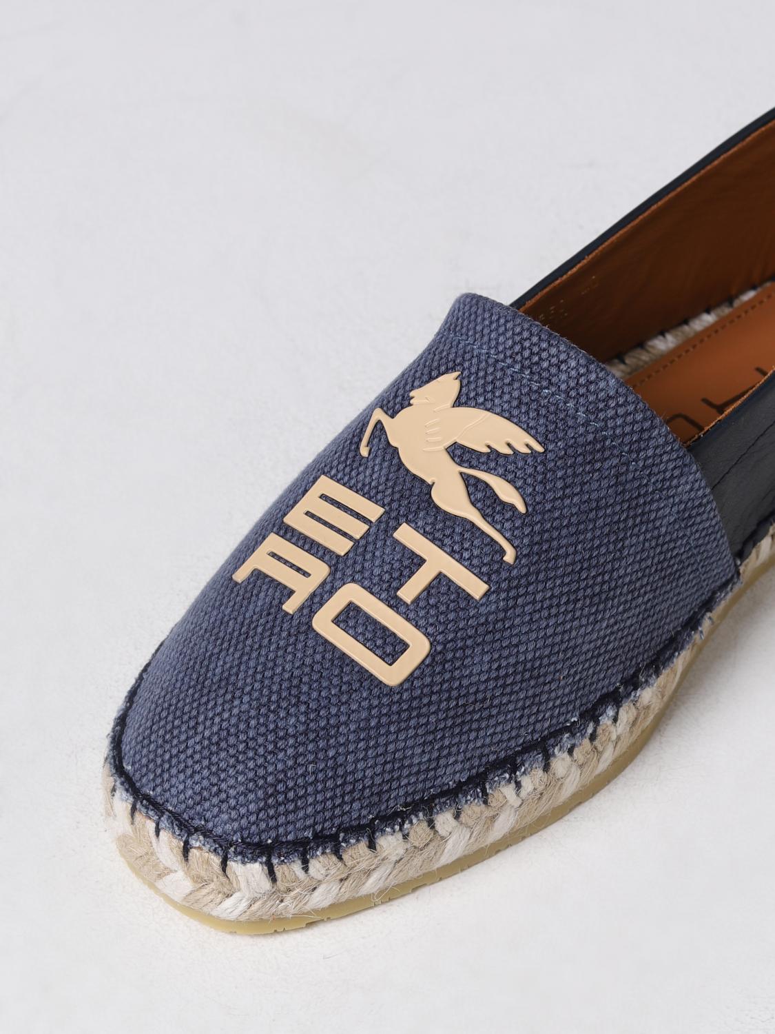 ETRO ESPADRILLE: Etro espadrilles in canvas and leather with logo, Navy - Img 4