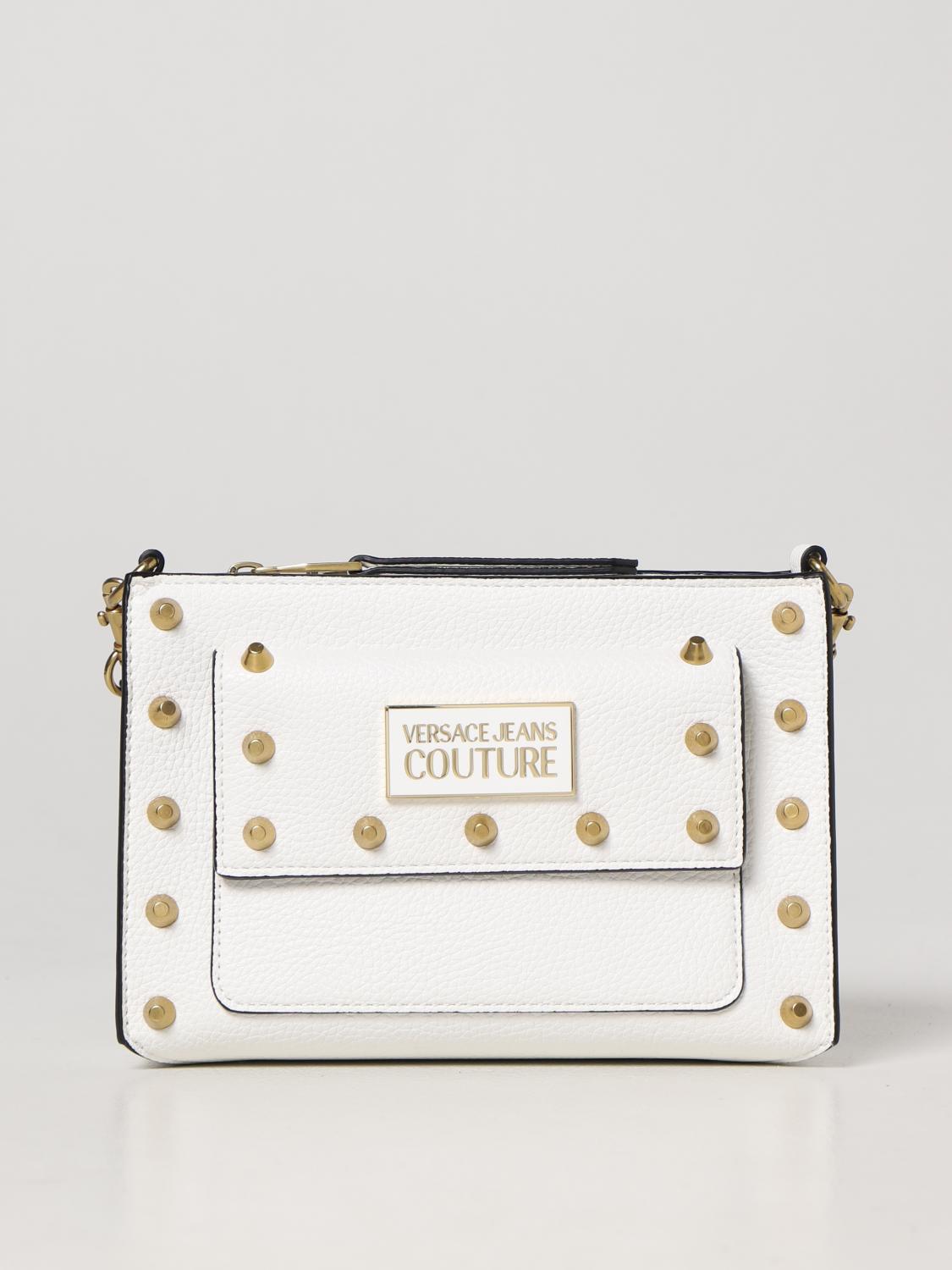 VERSACE JEANS COUTURE BORSA A TRACOLLA: Borsa Versace Jeans Couture in similpelle a grana, Bianco - Img 1