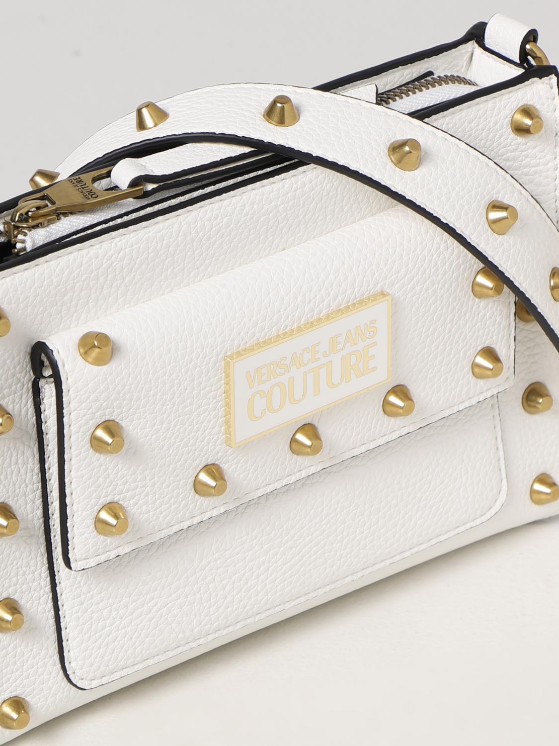 VERSACE JEANS COUTURE BORSA A TRACOLLA: Borsa Versace Jeans Couture in similpelle a grana, Bianco - Img 3