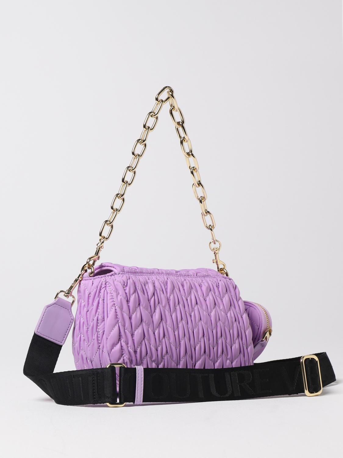 VERSACE JEANS COUTURE BORSA A SPALLA: Borsa Versace Jeans Couture in tessuto trapuntato, Viola - Img 2