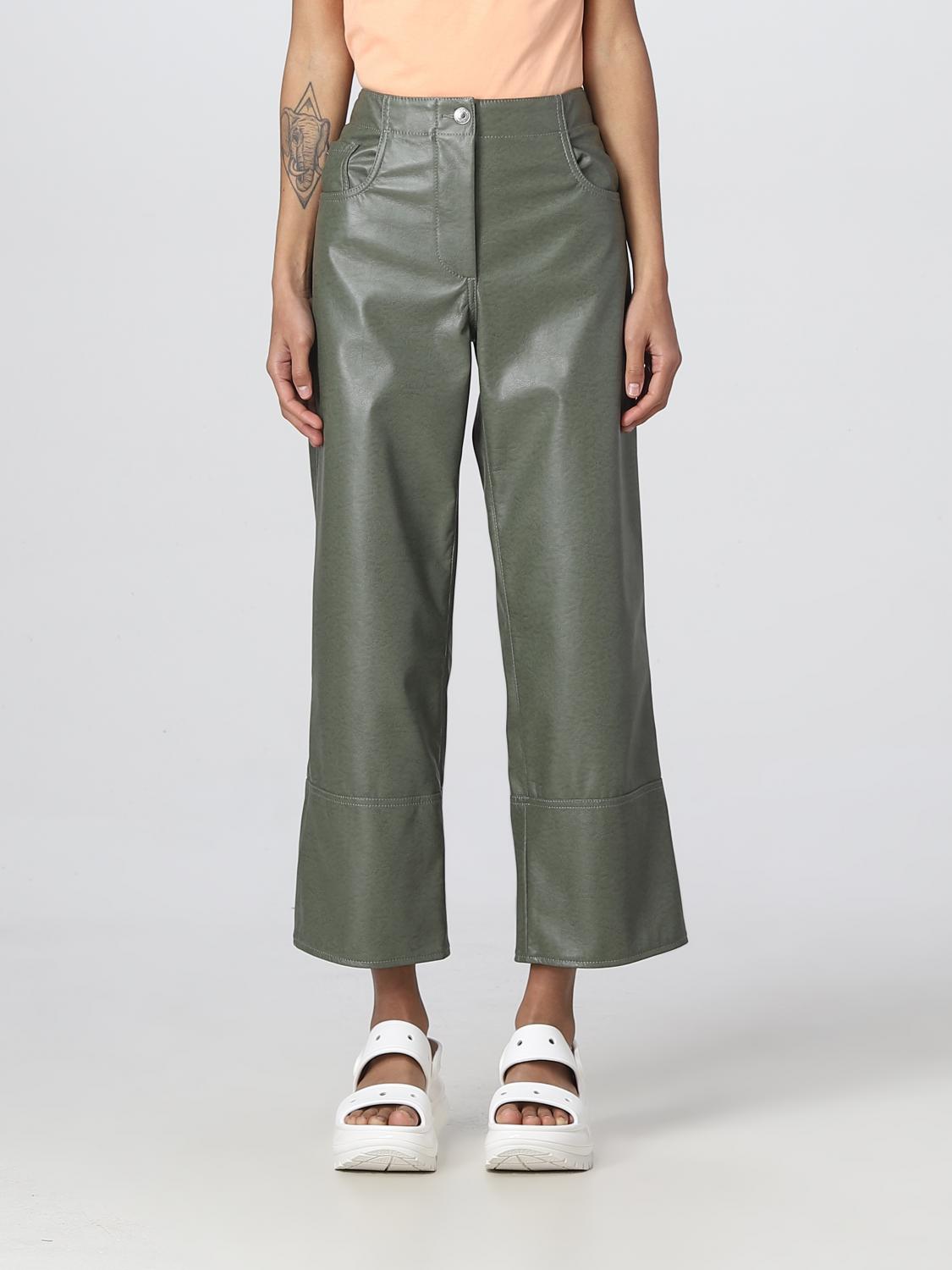 MSGM PANTS: MSGM leather pants, Military - Img 1