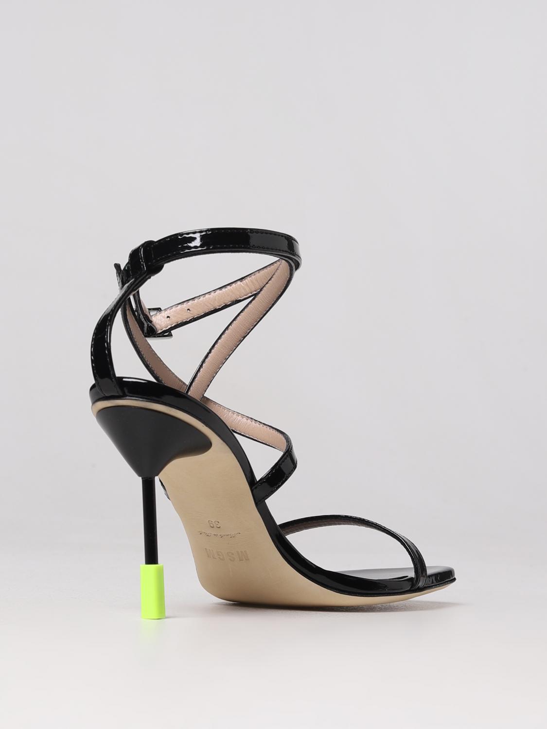 MSGM HEELED SANDAL: MSGM sandals in patent leather, Black - Img 3