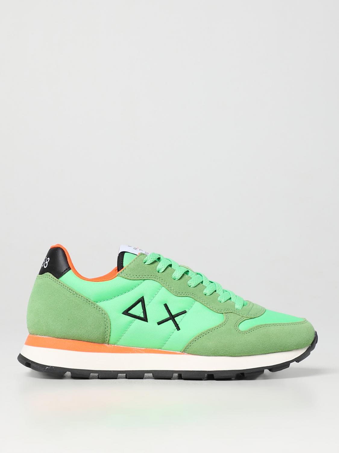 SUN68 SNEAKERS: Sneakers Tom Sun 68 in suede e nylon, Verde Acido - Img 1