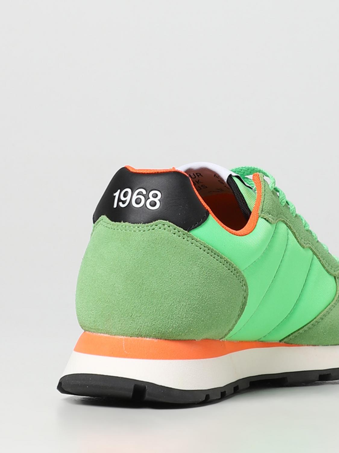 SUN68 SNEAKERS: Sneakers Tom Sun 68 in suede e nylon, Verde Acido - Img 3