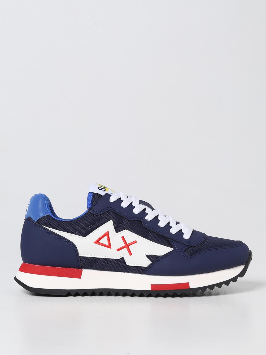 SUN68 SNEAKERS: Sneakers Niki Sun 68 in pelle sintetica e nylon, Blue Navy - Img 1