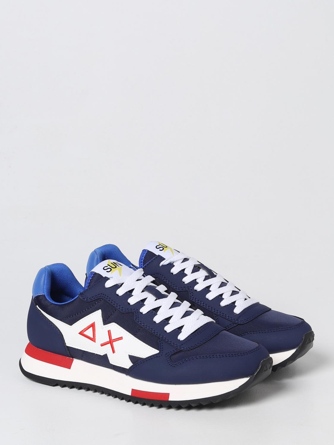 SUN68 SNEAKERS: Sneakers Niki Sun 68 in pelle sintetica e nylon, Blue Navy - Img 2