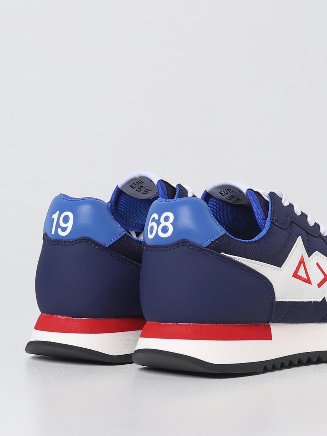 SUN68 SNEAKERS: Sneakers Niki Sun 68 in pelle sintetica e nylon, Blue Navy - Img 3