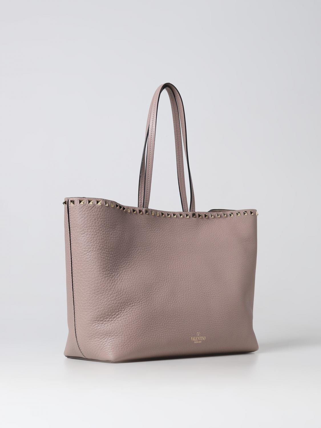 VALENTINO GARAVANI BORSA TOTE: Borsa Rockstud Valentino Garavani in pelle a grana, Cipria - Img 2