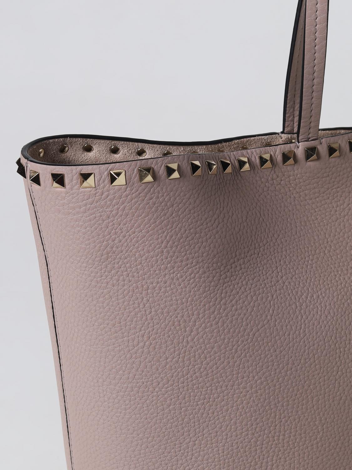 VALENTINO GARAVANI BORSA TOTE: Borsa Rockstud Valentino Garavani in pelle a grana, Cipria - Img 3