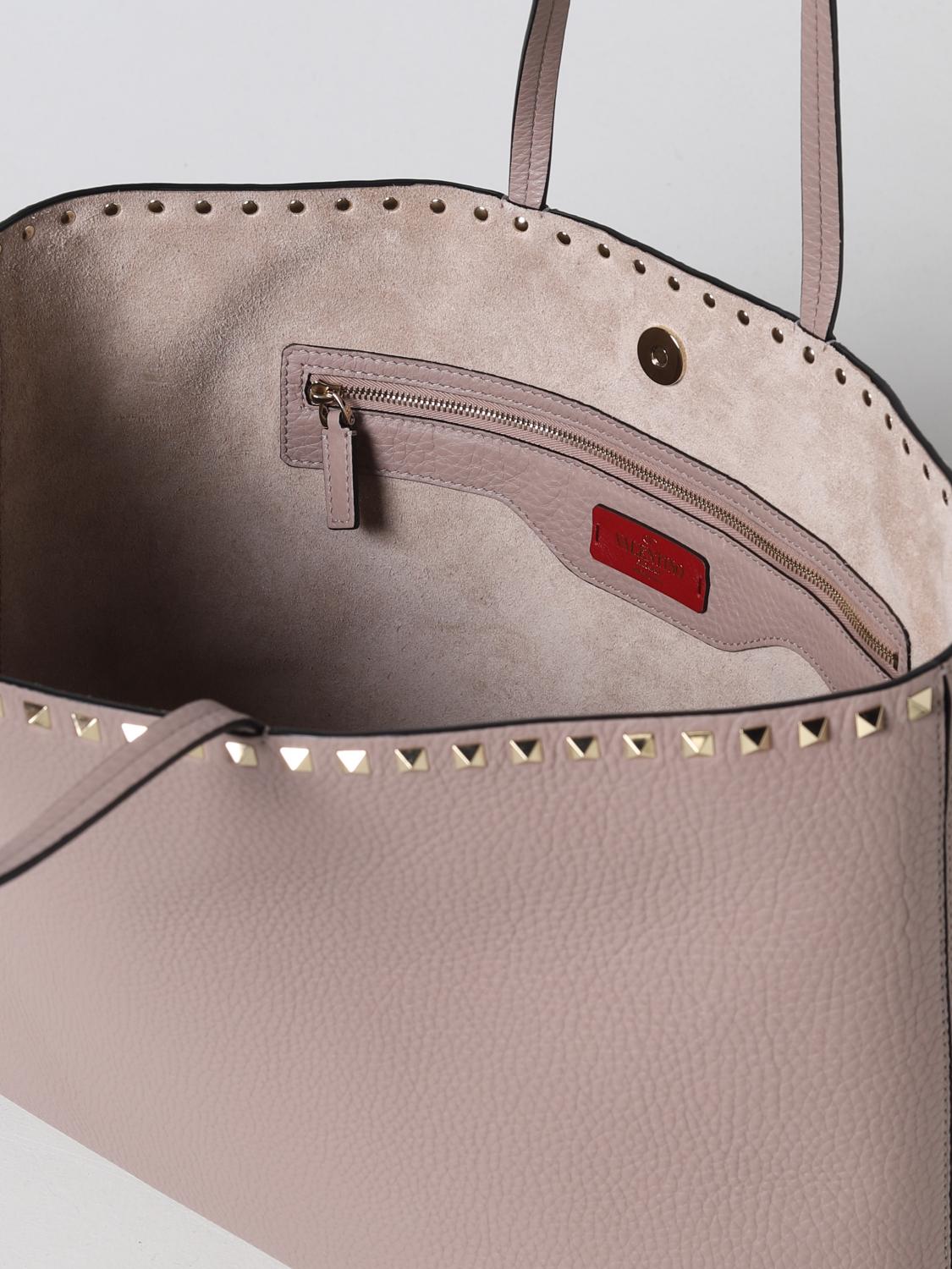 VALENTINO GARAVANI BORSA TOTE: Borsa Rockstud Valentino Garavani in pelle a grana, Cipria - Img 4