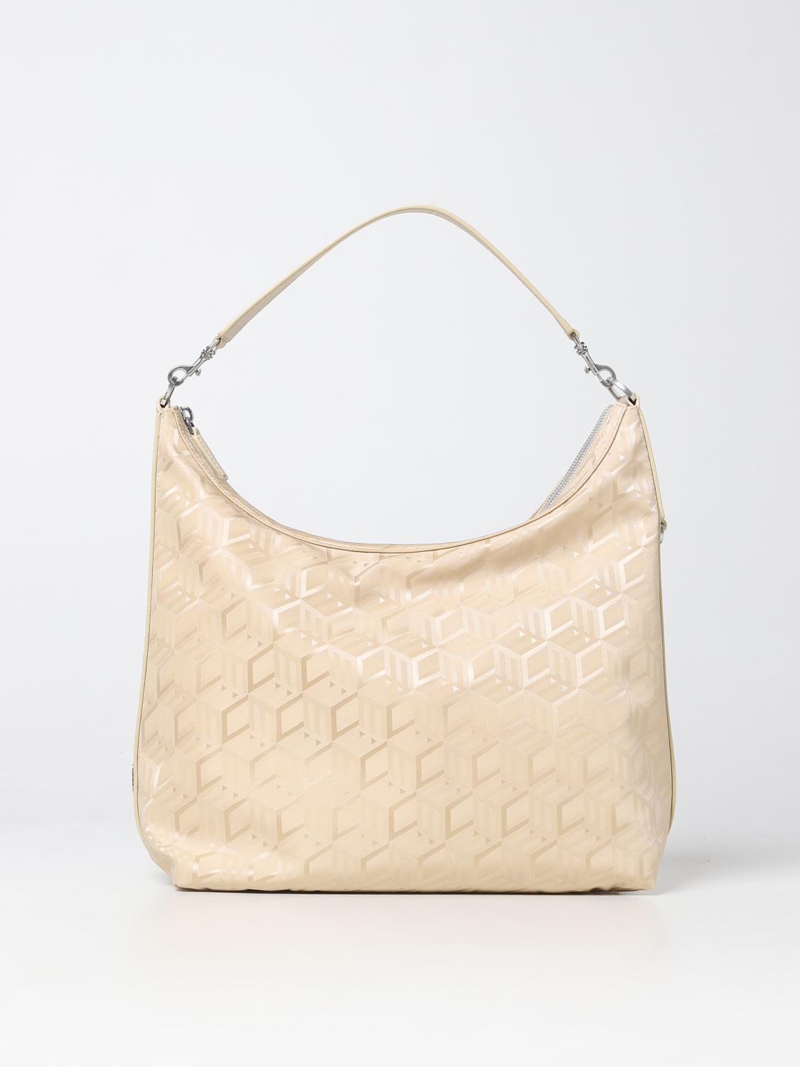 MCM BORSA A SPALLA: Borsa Aren MCM in nylon jacquard , Ecru - Img 1