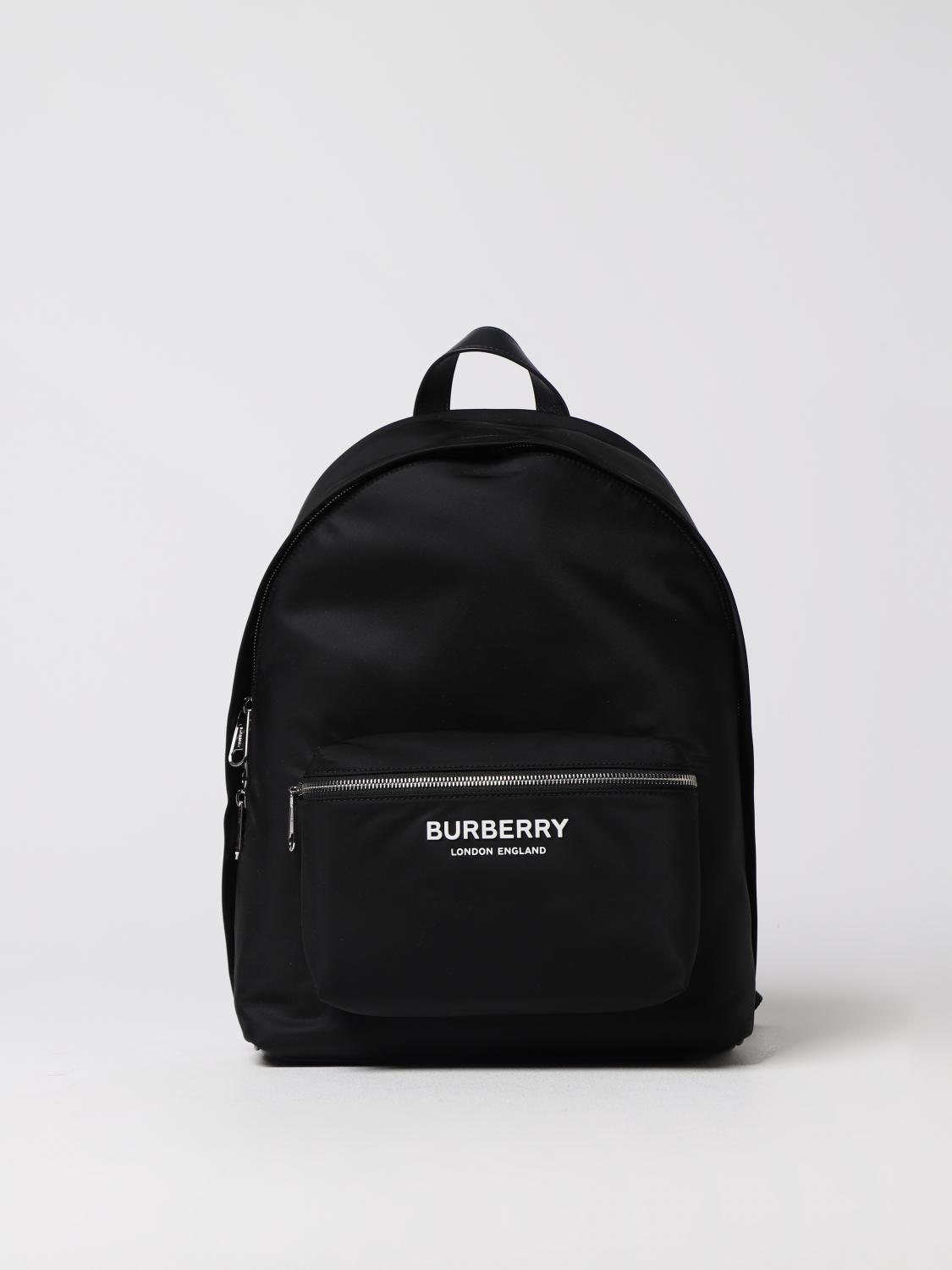 BURBERRY: backpack in nylon and leather - Black | Burberry