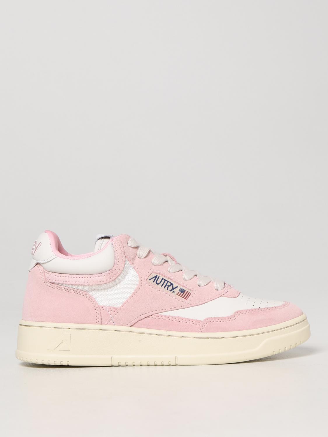 AUTRY SNEAKERS: Autry Open Mid sneakers in leather and mesh, Pink - Img 1