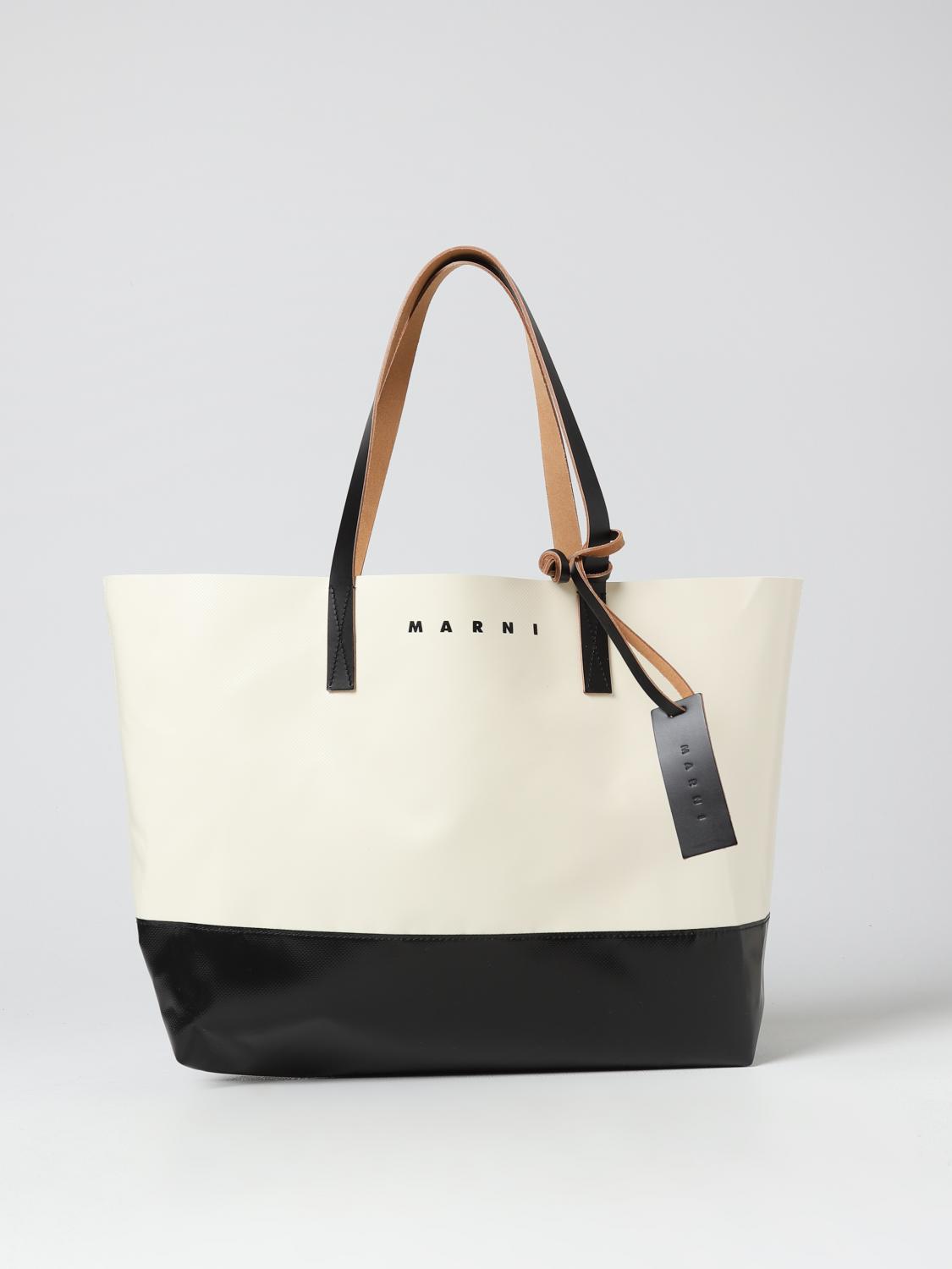 MARNI: Tribeca bag in tarred canvas - White | Marni bag