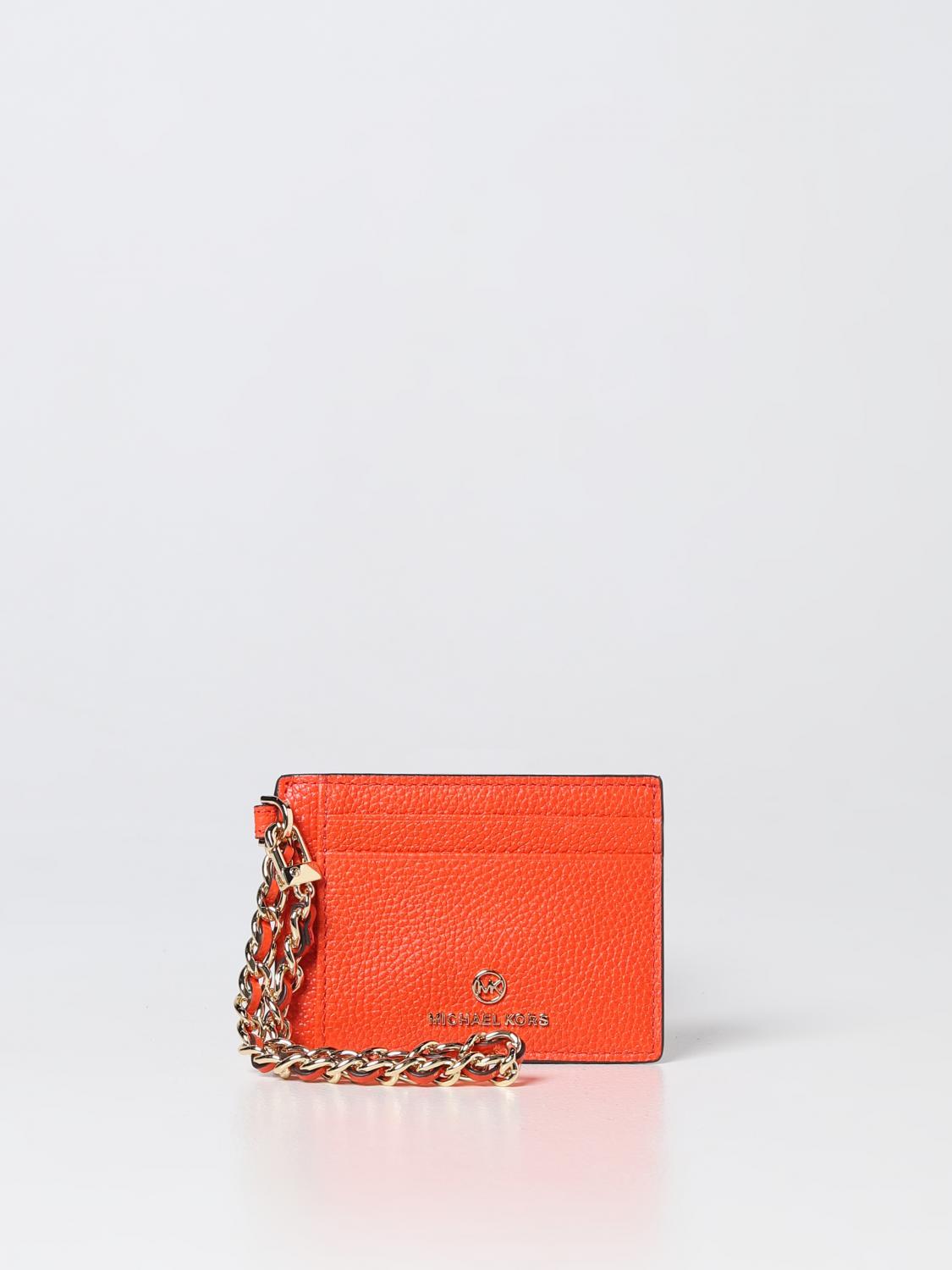 MICHAEL KORS WALLET: Michael Kors card holder in grained leather, White - Img 1