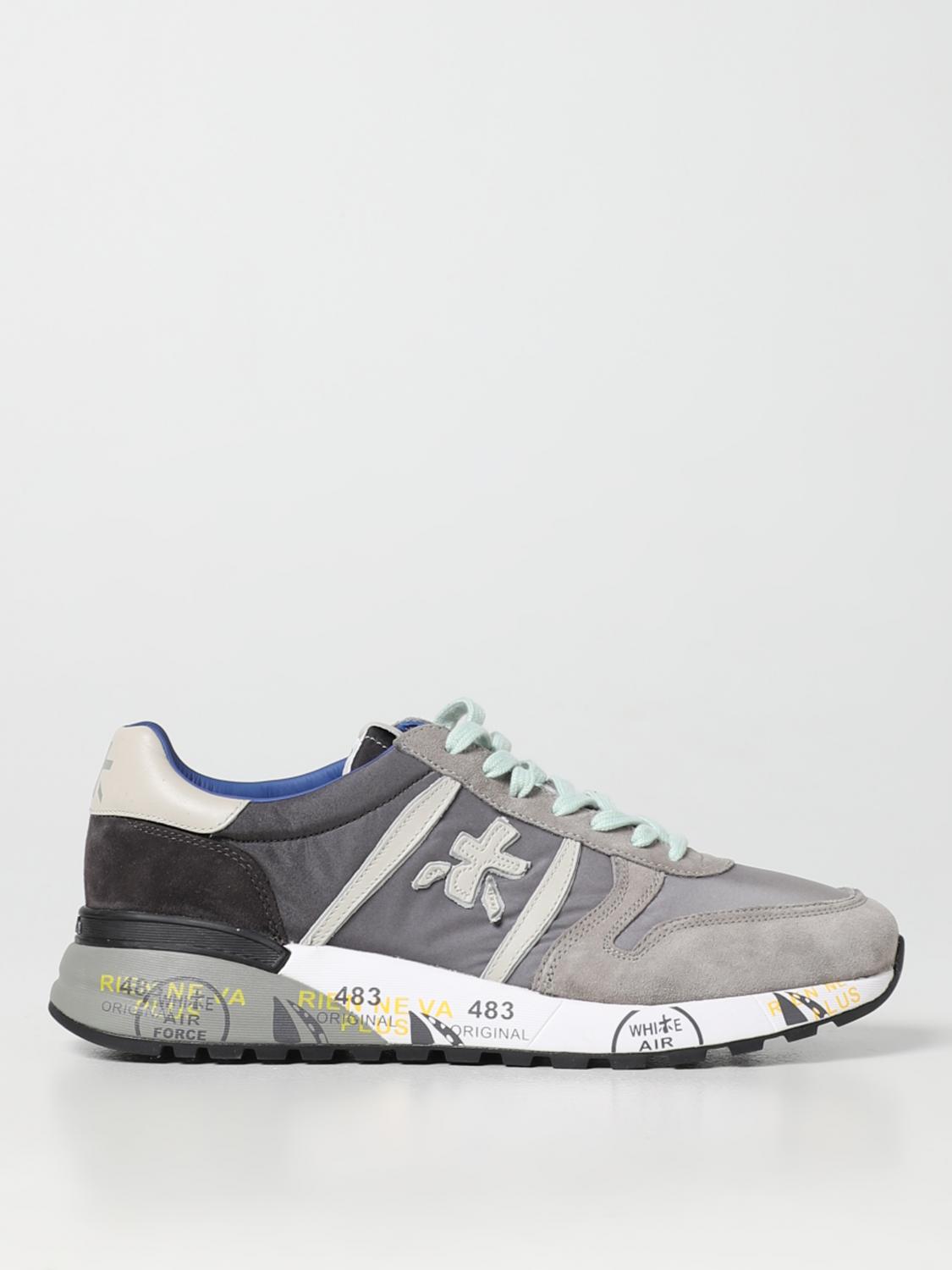 PREMIATA SNEAKERS: Sneakers Lander Premiata in camoscio e nylon degradè, Grigio - Img 1