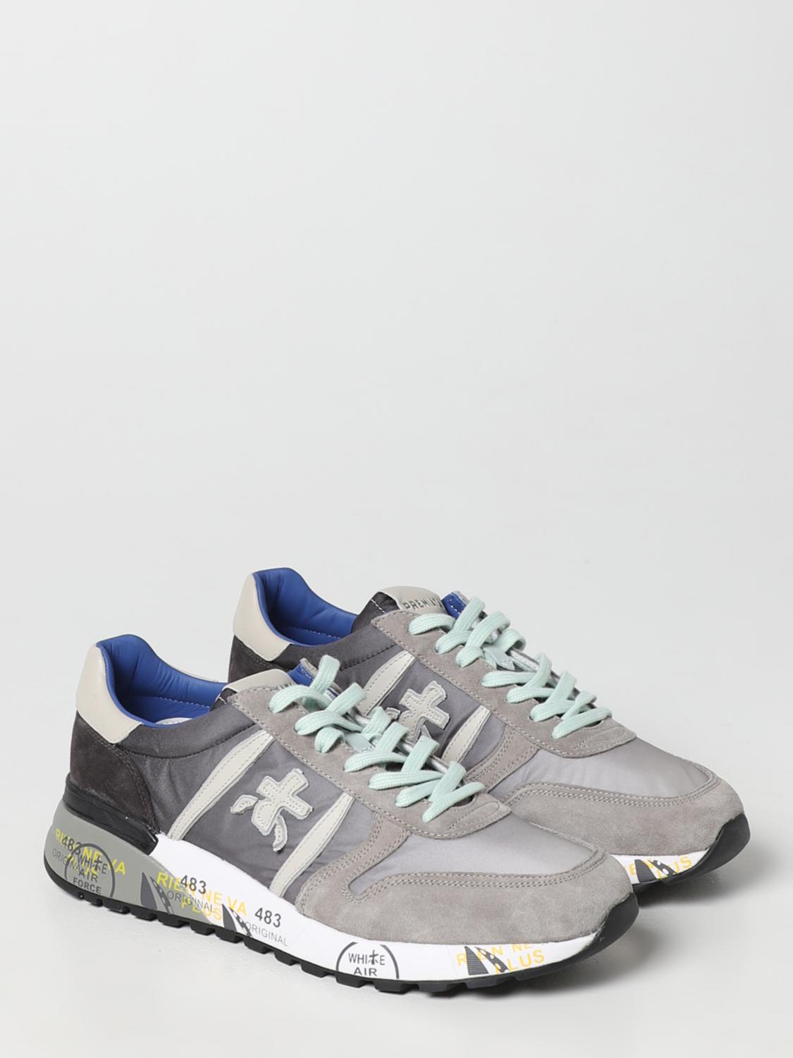 PREMIATA SNEAKERS: Sneakers Lander Premiata in camoscio e nylon degradè, Grigio - Img 2