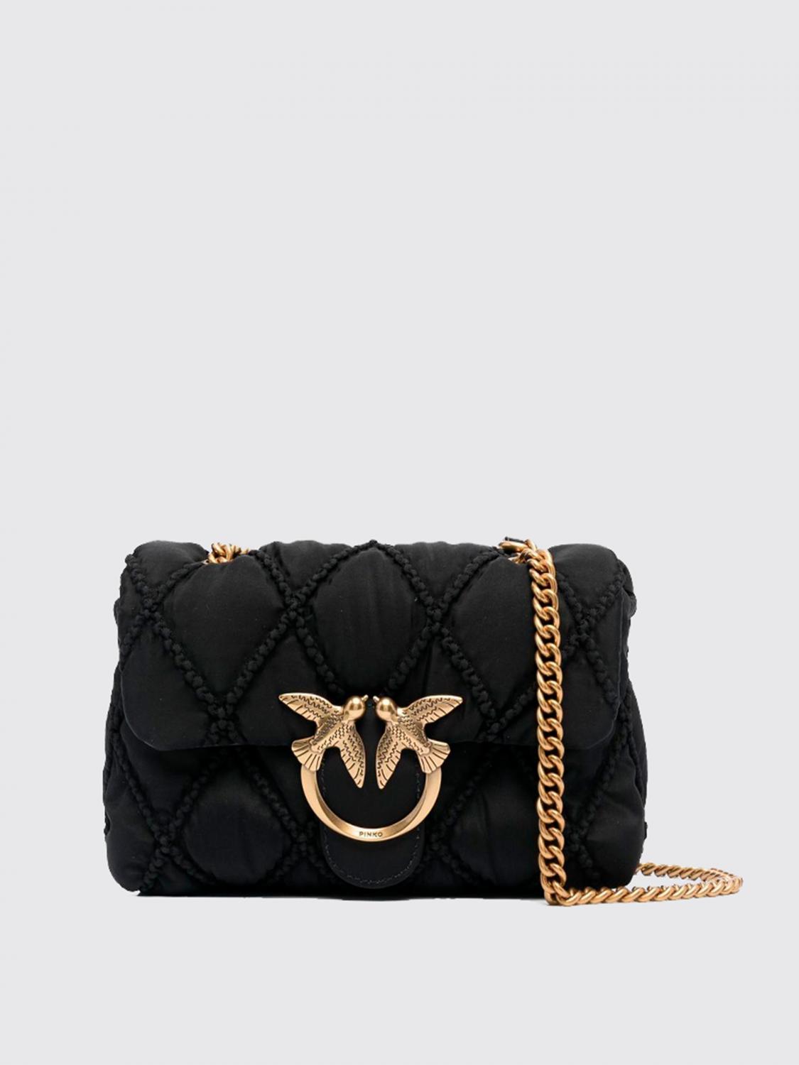 PINKO BORSA A TRACOLLA: Borsa Love Mini Puff Pinko in nylon trapuntato, Nero - Img 1