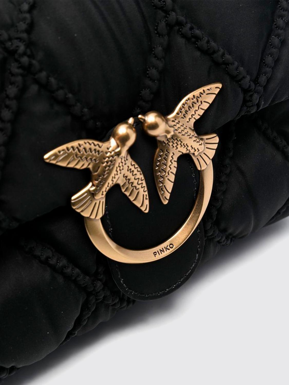 PINKO BORSA A TRACOLLA: Borsa Love Mini Puff Pinko in nylon trapuntato, Nero - Img 3