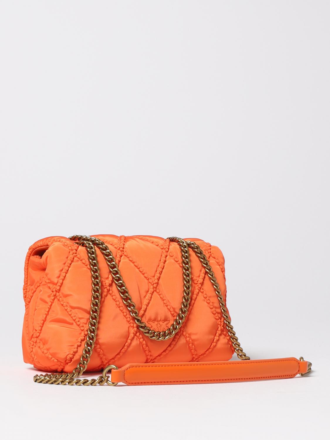 PINKO BORSA A TRACOLLA: Borsa Love Mini Puff Pinko in nylon trapuntato, Arancione - Img 2