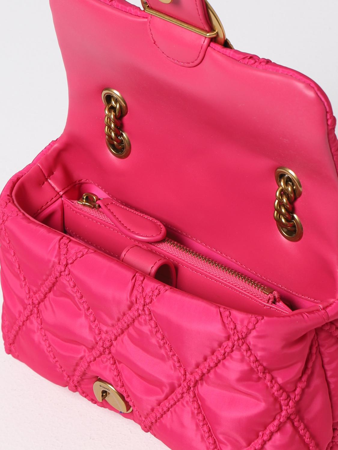 PINKO BORSA A TRACOLLA: Borsa Love Mini Puff Pinko in nylon trapuntato, Rosa - Img 3