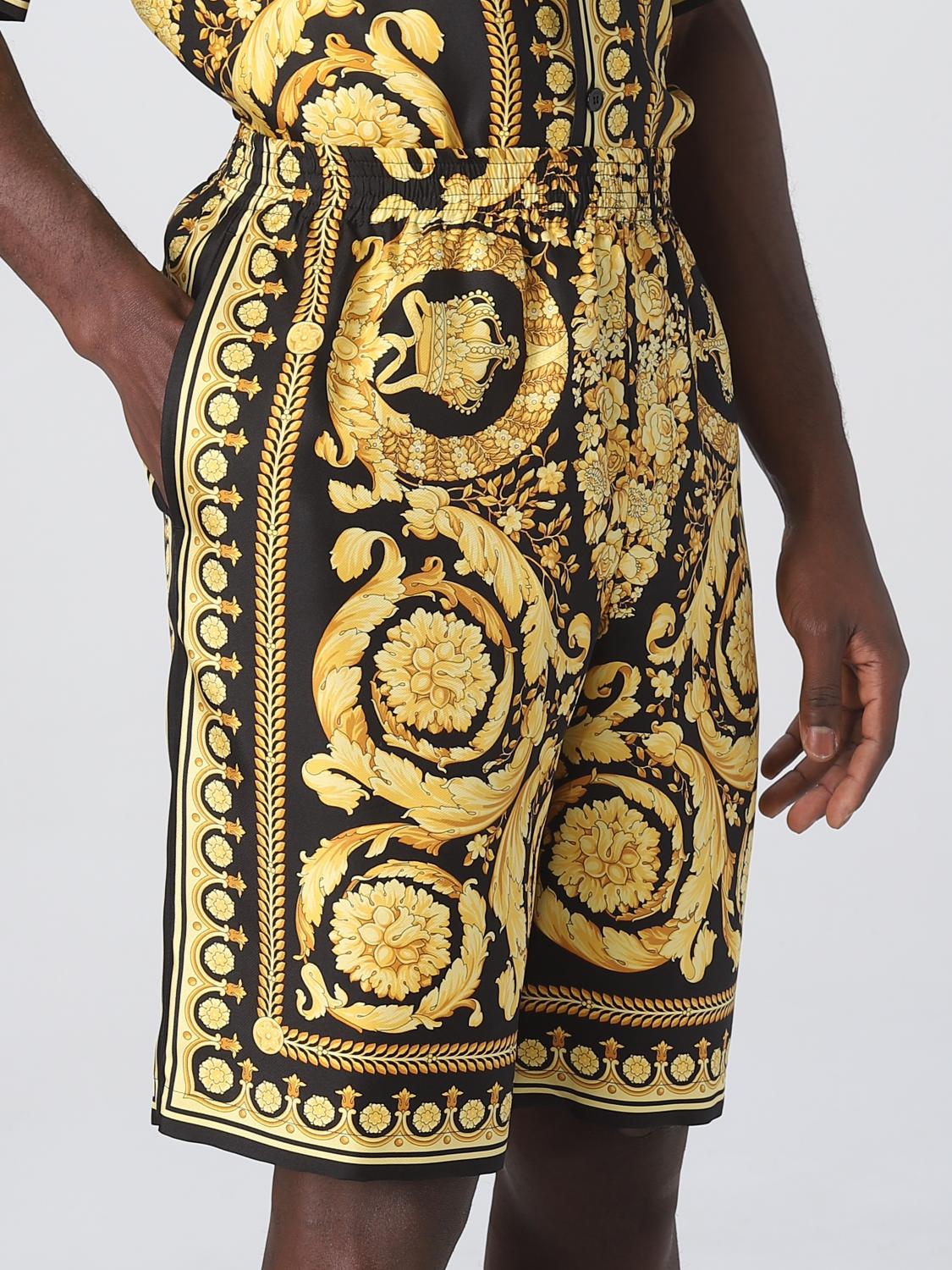 Versace Barocco shorts in silk - Black | 10024761A03044 | GIGLIO.COM