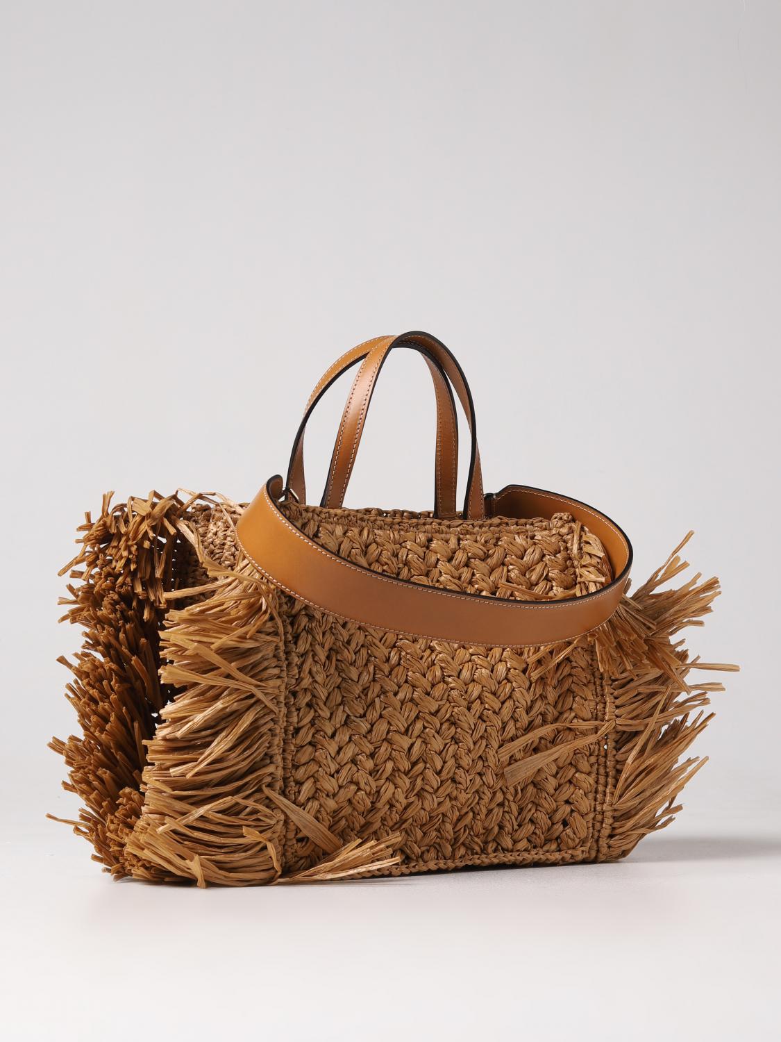 ETRO HANDBAG: Etro bag in woven raffia with fringes, Multicolor - Img 3