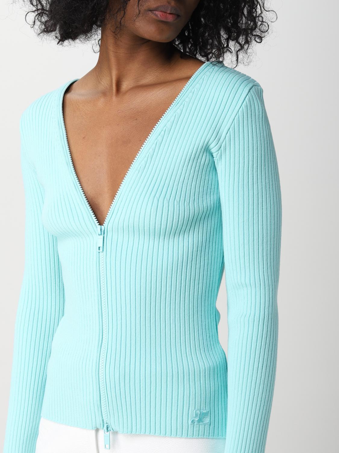 COURRÈGES JERSEY: Jersey mujer CourrÈges, Turquesa - Img 5