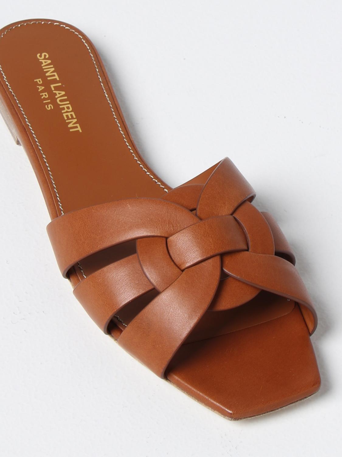 SAINT LAURENT: Tribute leather mules - Amber | Saint Laurent SAINT LAURENT: Tribute leather mules - Amber | Saint Laurent