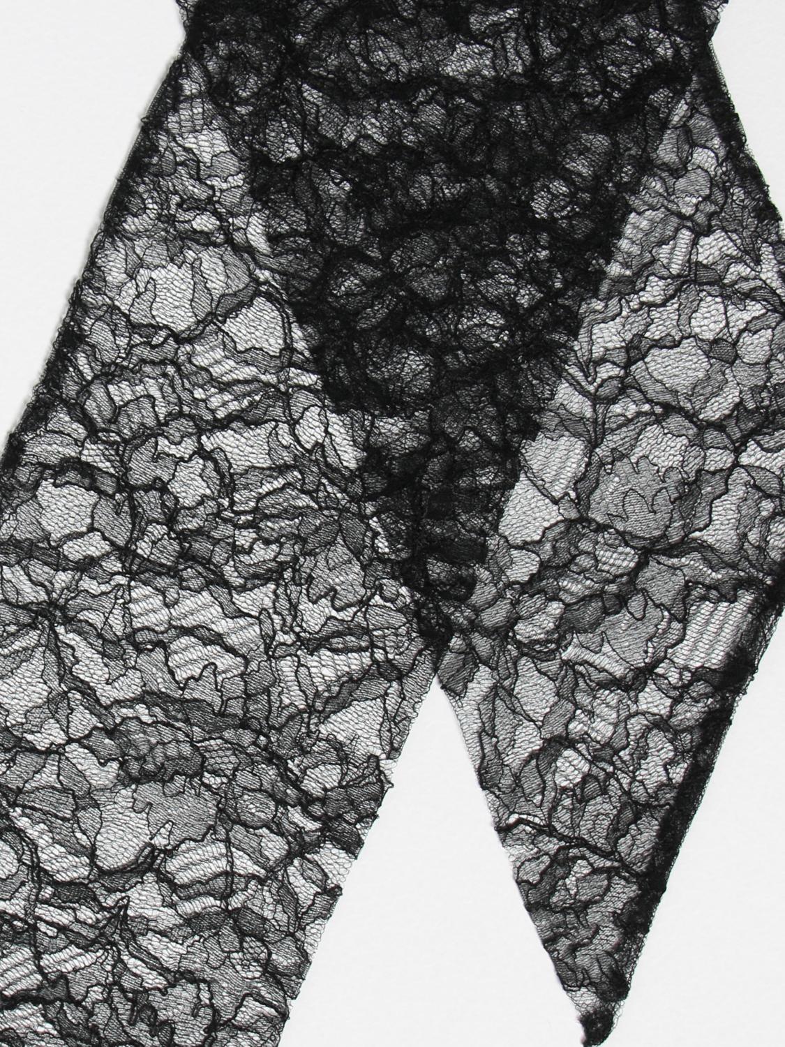 SAINT LAURENT FOULARD: Foulard Saint Laurent in pizzo, Nero - Img 3
