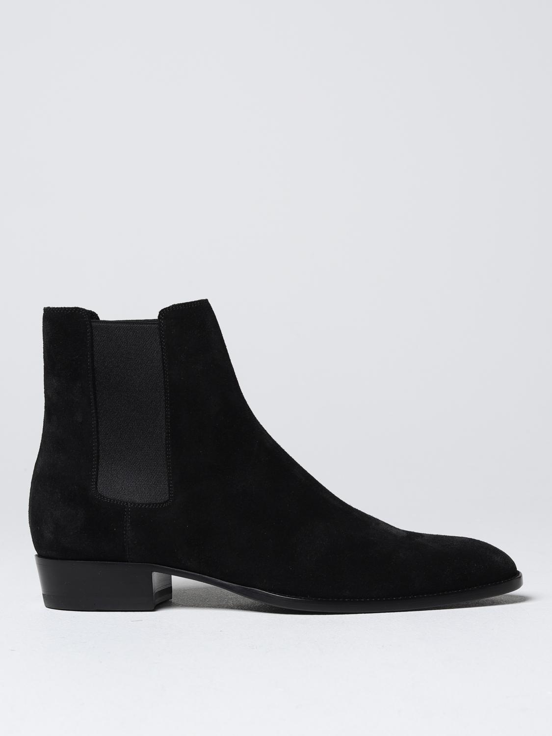 SAINT LAURENT BOOT: Wyatt Saint Laurent ankle boots in suede, Black - Img 1
