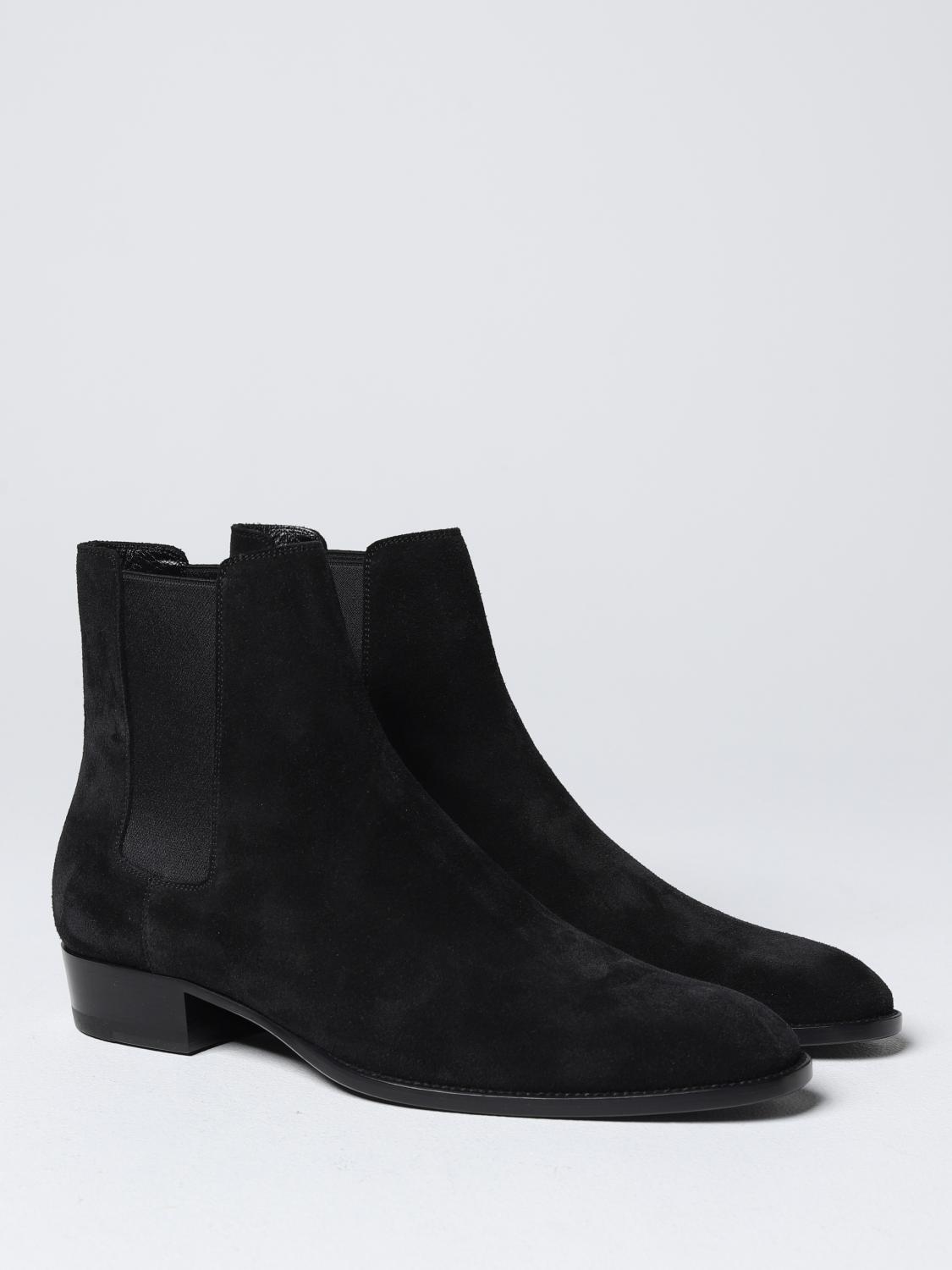 SAINT LAURENT BOOT: Wyatt Saint Laurent ankle boots in suede, Black - Img 2