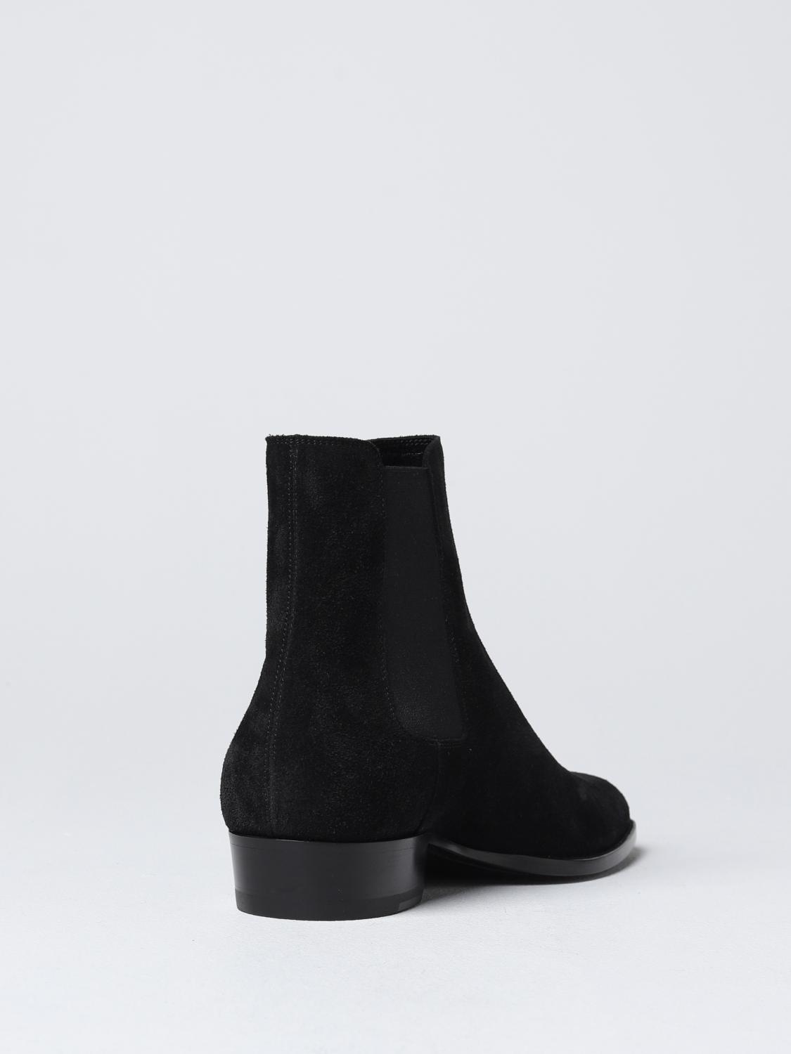 SAINT LAURENT BOOT: Wyatt Saint Laurent ankle boots in suede, Black - Img 3