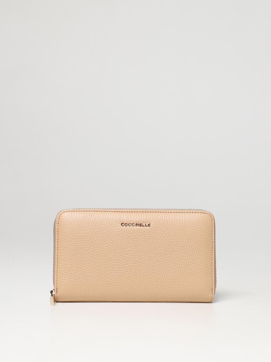 COCCINELLE PORTAFOGLIO: Portafoglio Coccinelle in pelle martellata, Beige - Img 1