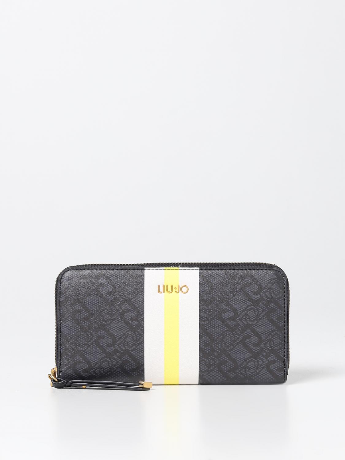 LIU JO PORTAFOGLIO: Portafoglio Liu Jo in pelle sintetica con monogram stampato all over, Nero - Img 1