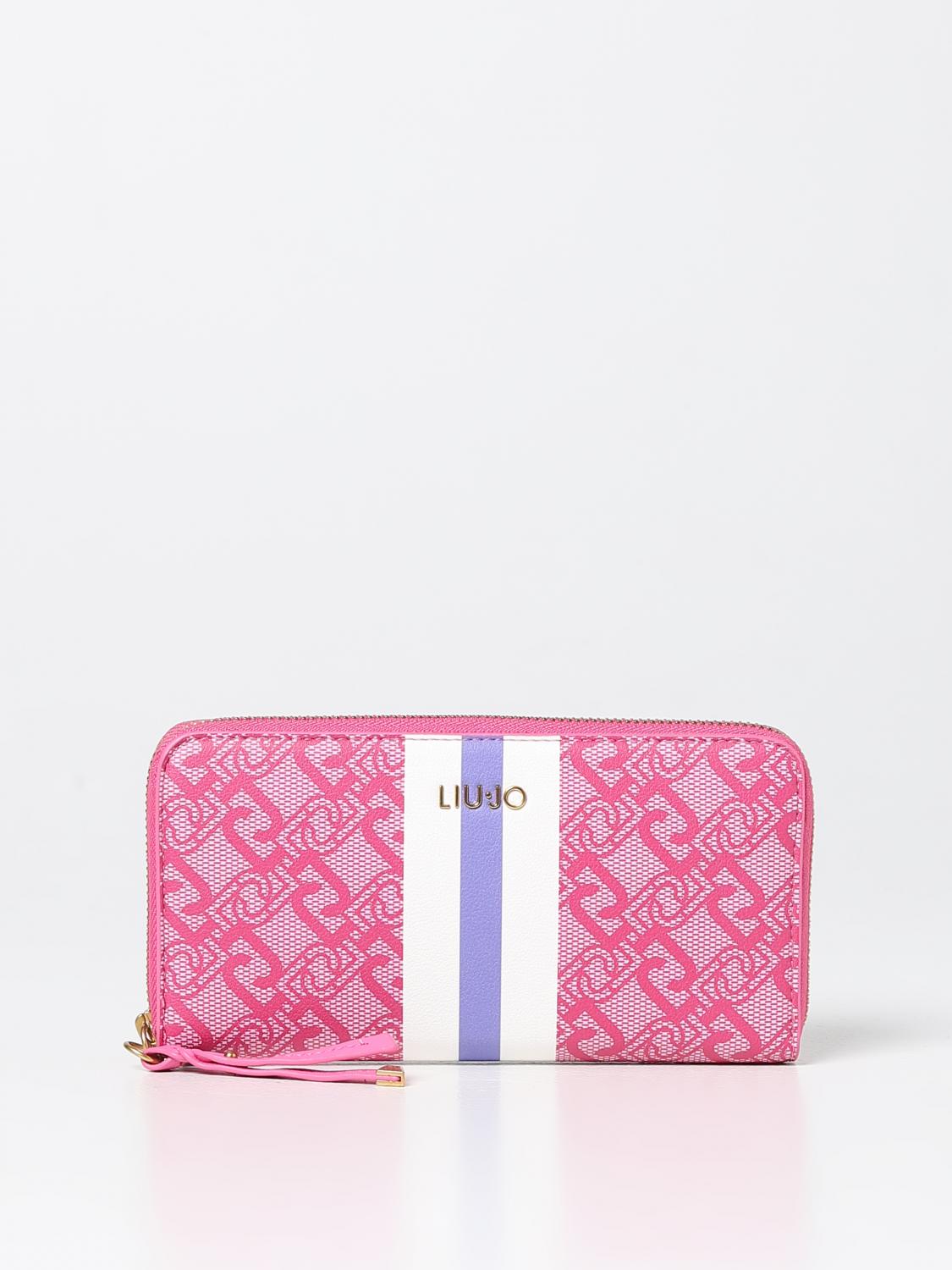 LIU JO PORTAFOGLIO: Portafoglio Liu Jo in pelle sintetica con monogram stampato all over, Lampone - Img 1