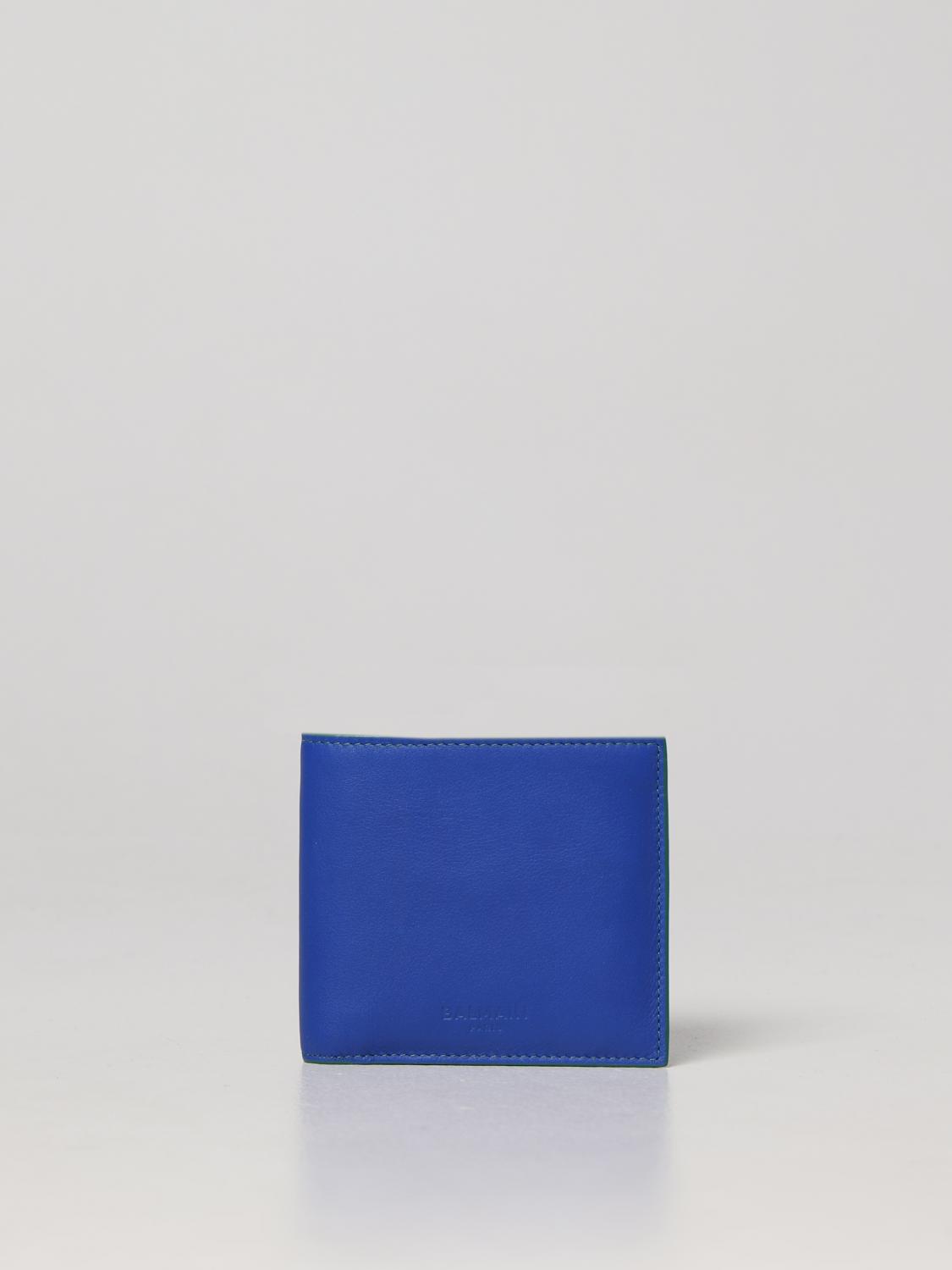 Portefeuille Enveloppe Balmain Vintage Bleu En Cuir - Occasion, Fermeture Éclair