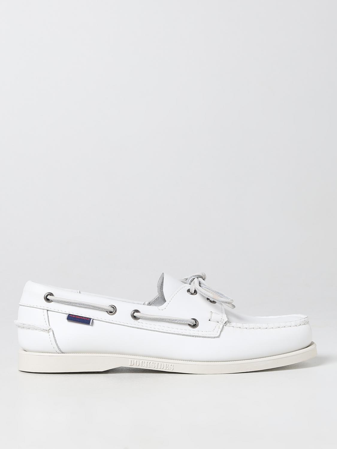 SEBAGO MOCASSINI: Mocassino Docksides Portland Sebago in pelle, Bianco - Img 1